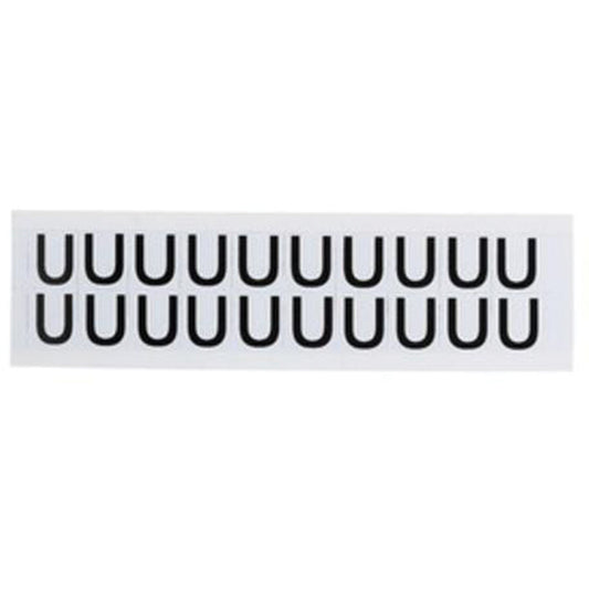 Brady Individual Number & Letter Labels, U, 5/8" H, Black on White