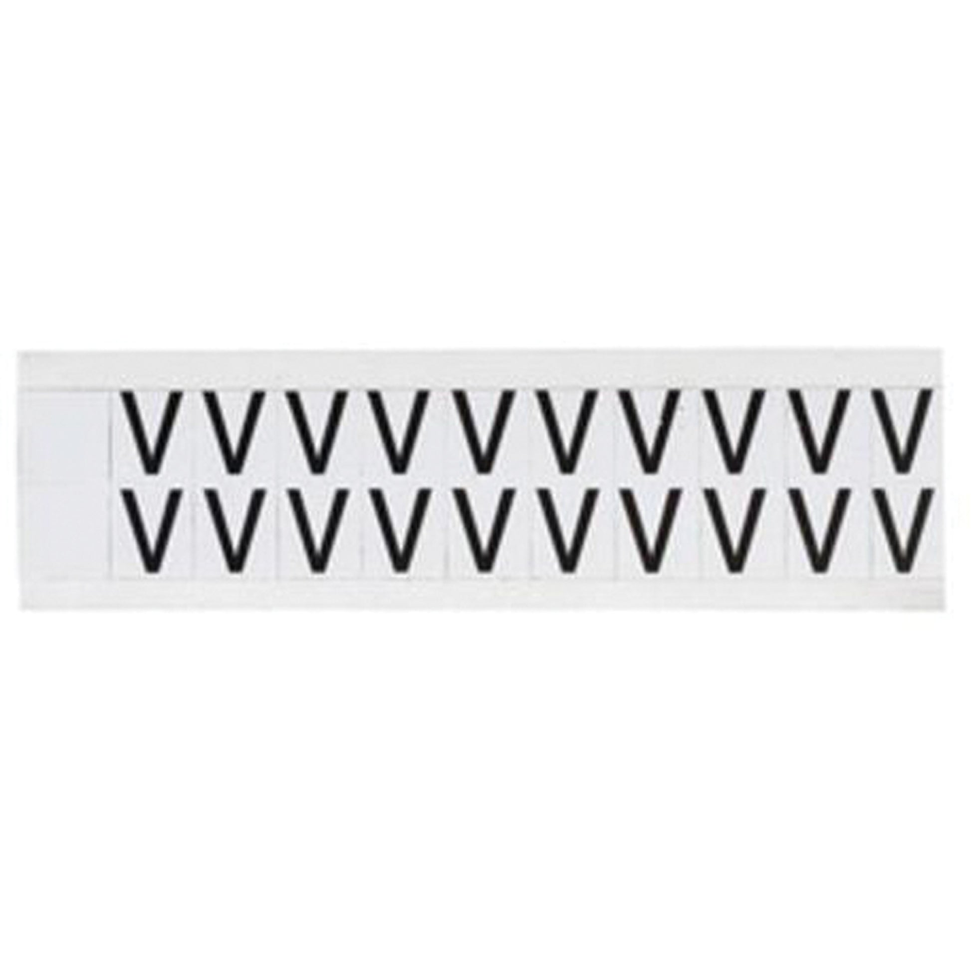 Brady Individual Number & Letter Labels, V, 5/8" H, Black on White