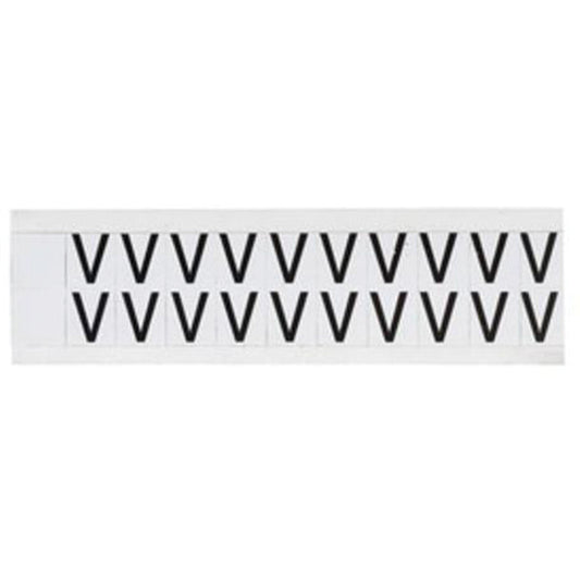 Brady Individual Number & Letter Labels, V, 5/8" H, Black on White