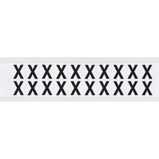 Brady Individual Number & Letter Labels, X, 5/8" H, Black on White
