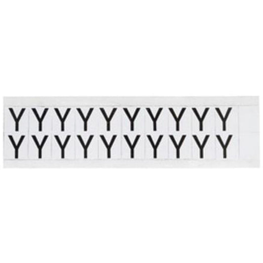 Brady Individual Number & Letter Labels, Y, 5/8" H, Black on White