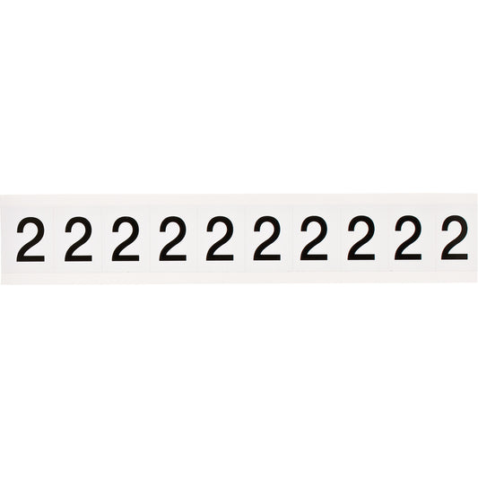 Brady Individual Number and Letter Labels, 2, 2" H, Black on White