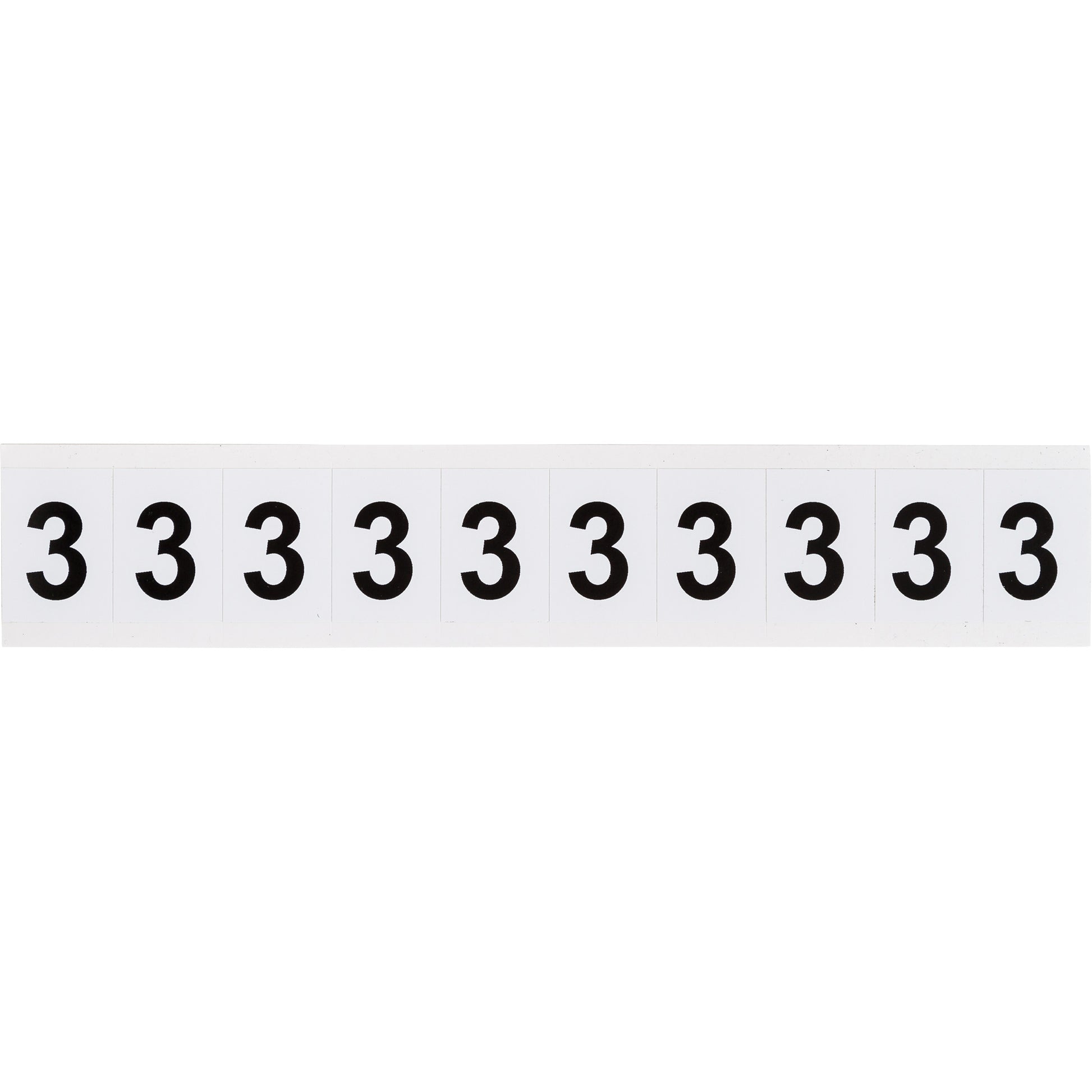 Brady Individual Number and Letter Labels, 3, 1" H, Black on White