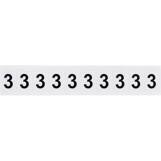 Brady Individual Number and Letter Labels, 3, 1" H, Black on White