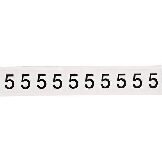 Brady Individual Number and Letter Labels, 5, 1" H, Black on White