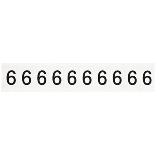 Brady Individual Number and Letter Labels, 6, 1" H, Black on White