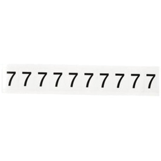 Brady Individual Number and Letter Label, 7, 1" H, Black on White