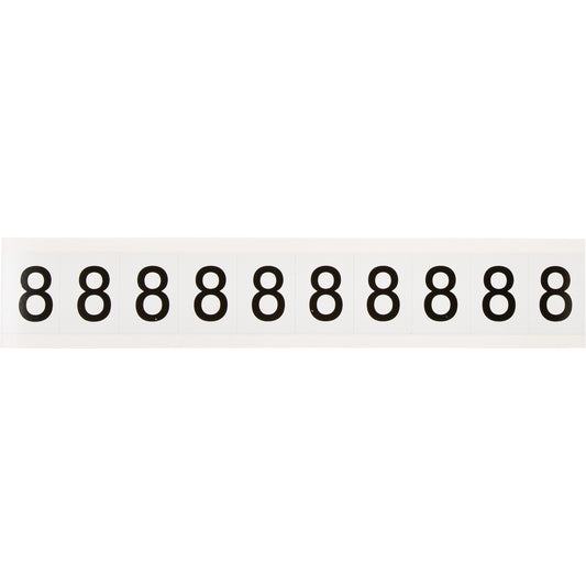 Brady Individual Number and Letter Labels, 8, 1" H, Black on White