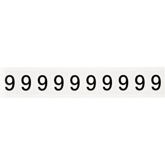 Brady Individual Number and Letter Labels, 9, 1" H, Black on White