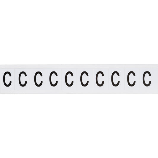 Brady Individual Number and Letter Labels, C, 1" H, Black on White