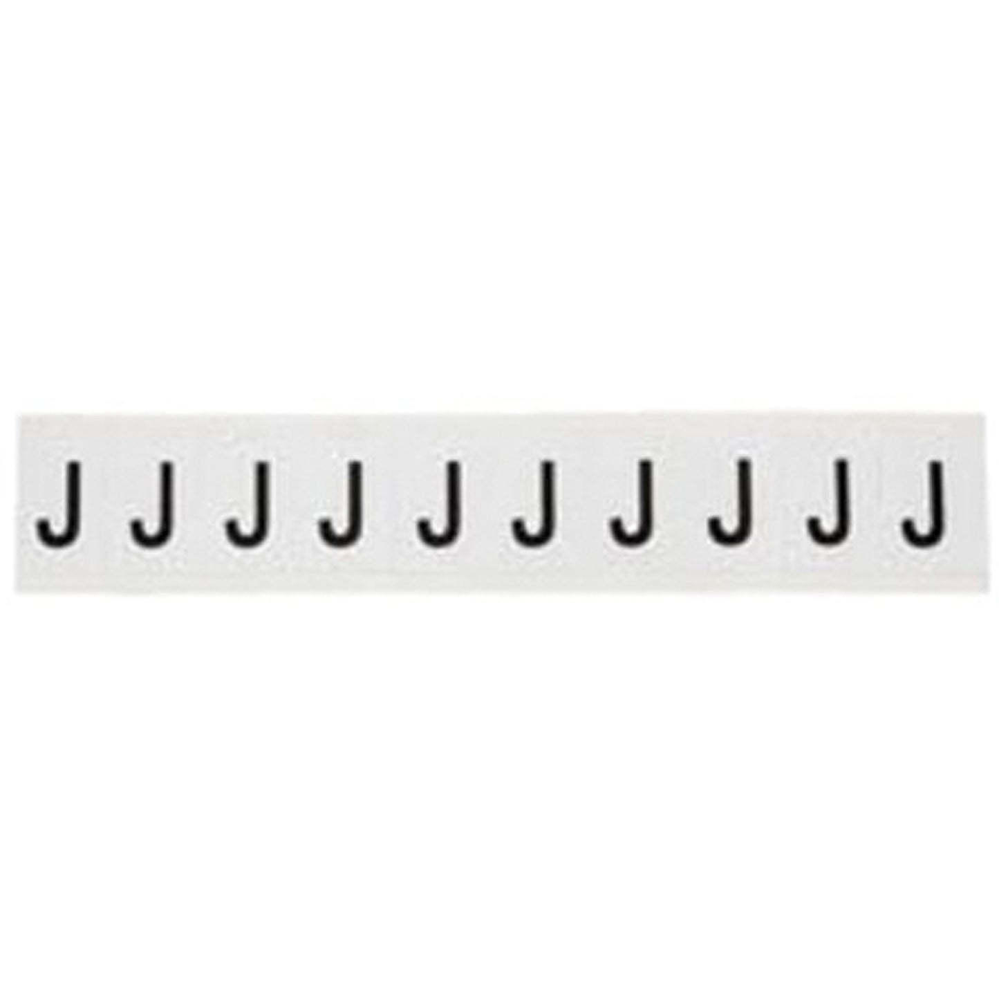Brady Individual Number and Letter Labels, J, 1" H, Black on White