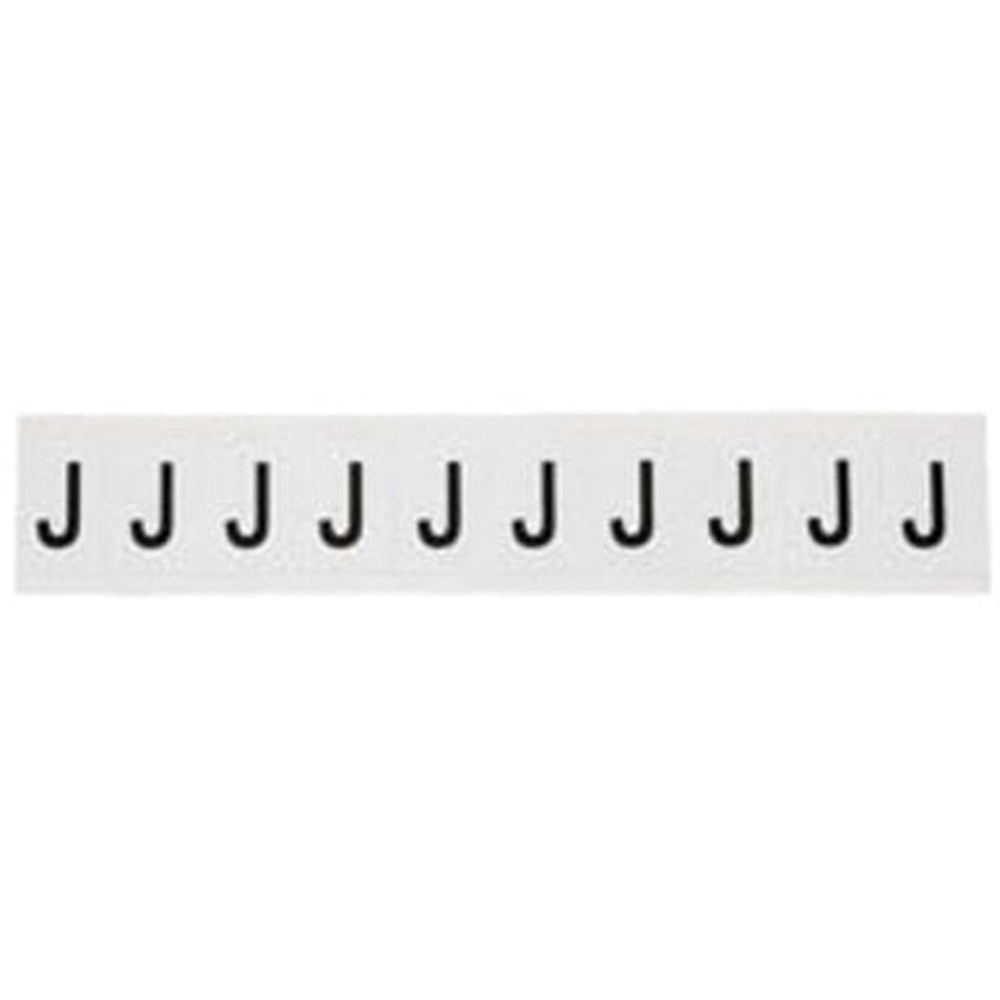 Brady Individual Number and Letter Labels, J, 1" H, Black on White