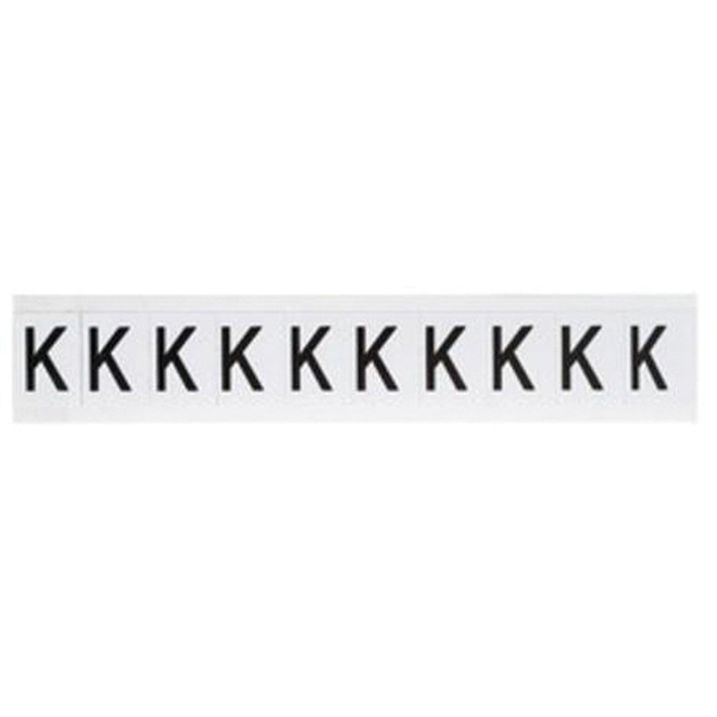 Brady Individual Number and Letter Labels, K, 1" H, Black on White