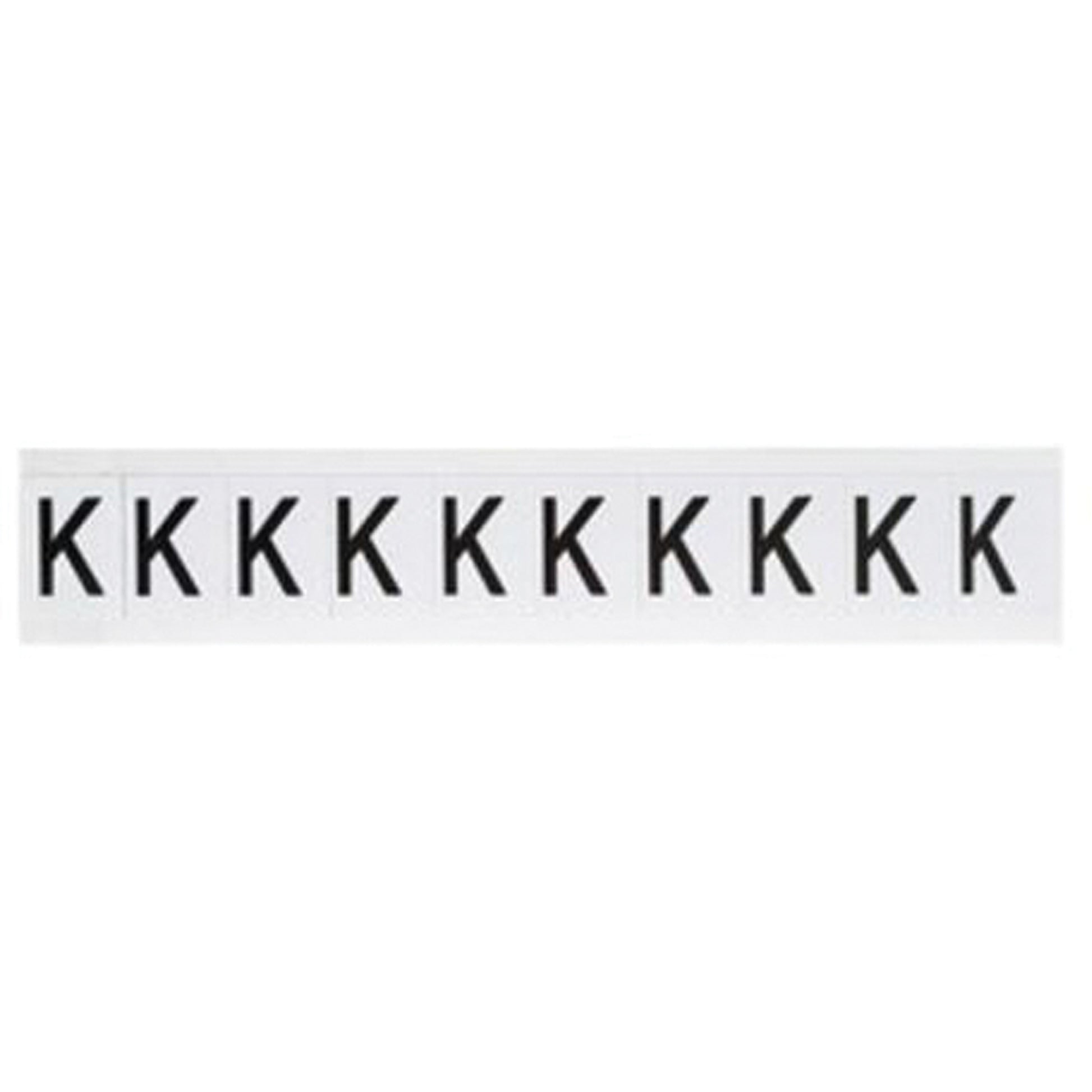 Brady Individual Number and Letter Labels, K, 1" H, Black on White