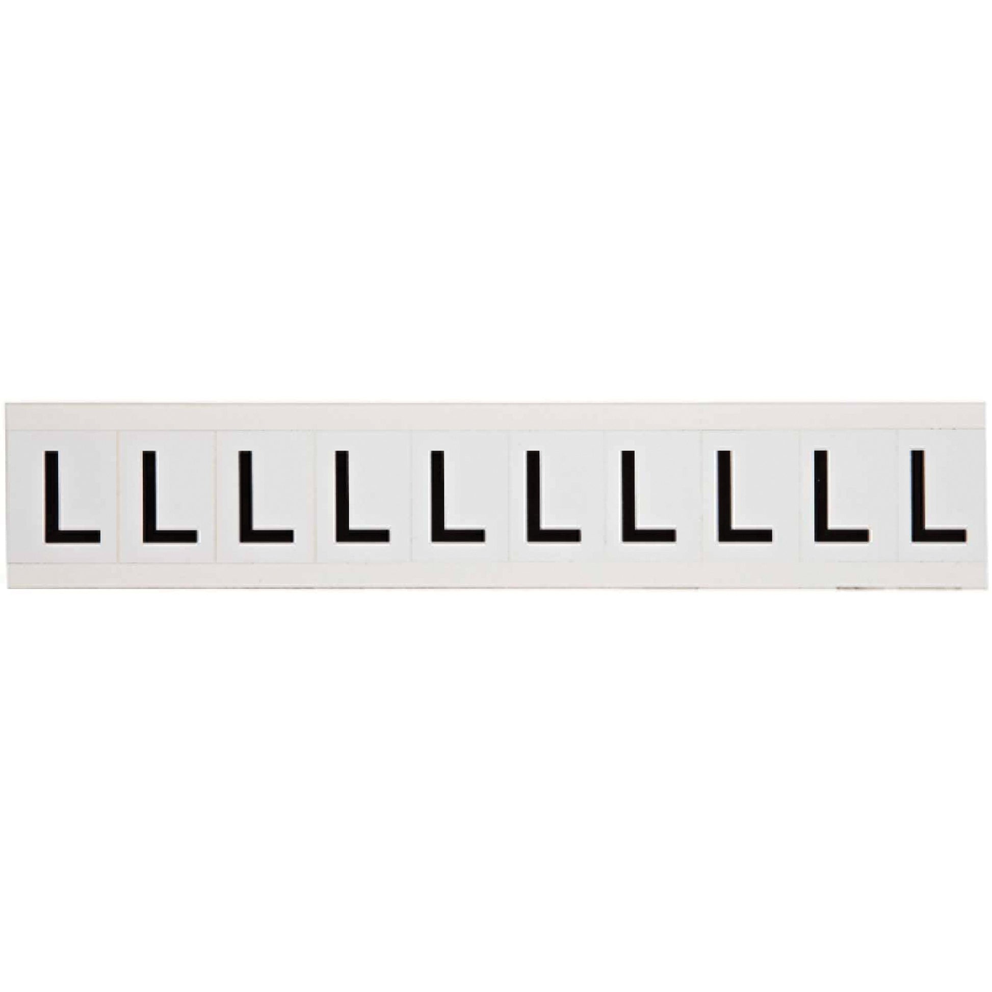 Brady Individual Number and Letter Labels, L, 1" H, Black on White