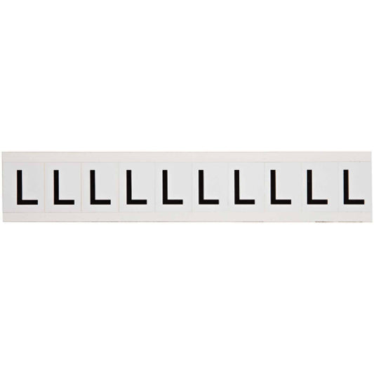 Brady Individual Number and Letter Labels, L, 1" H, Black on White