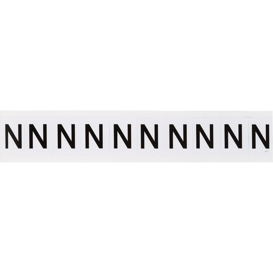 Brady Individual Number & Letter Labels, N, 1" H, Black on White