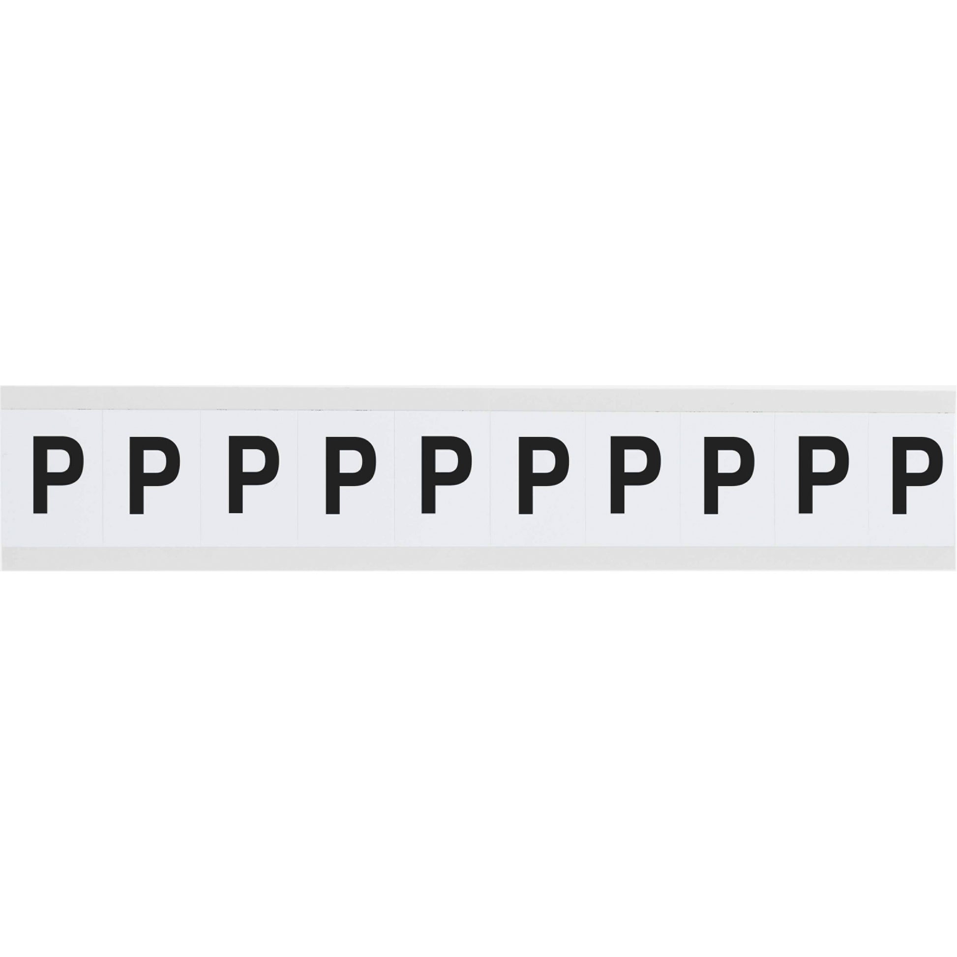Brady Individual Number & Letter Labels, P, 1" H, Black on White