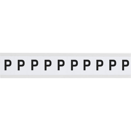 Brady Individual Number & Letter Labels, P, 1" H, Black on White