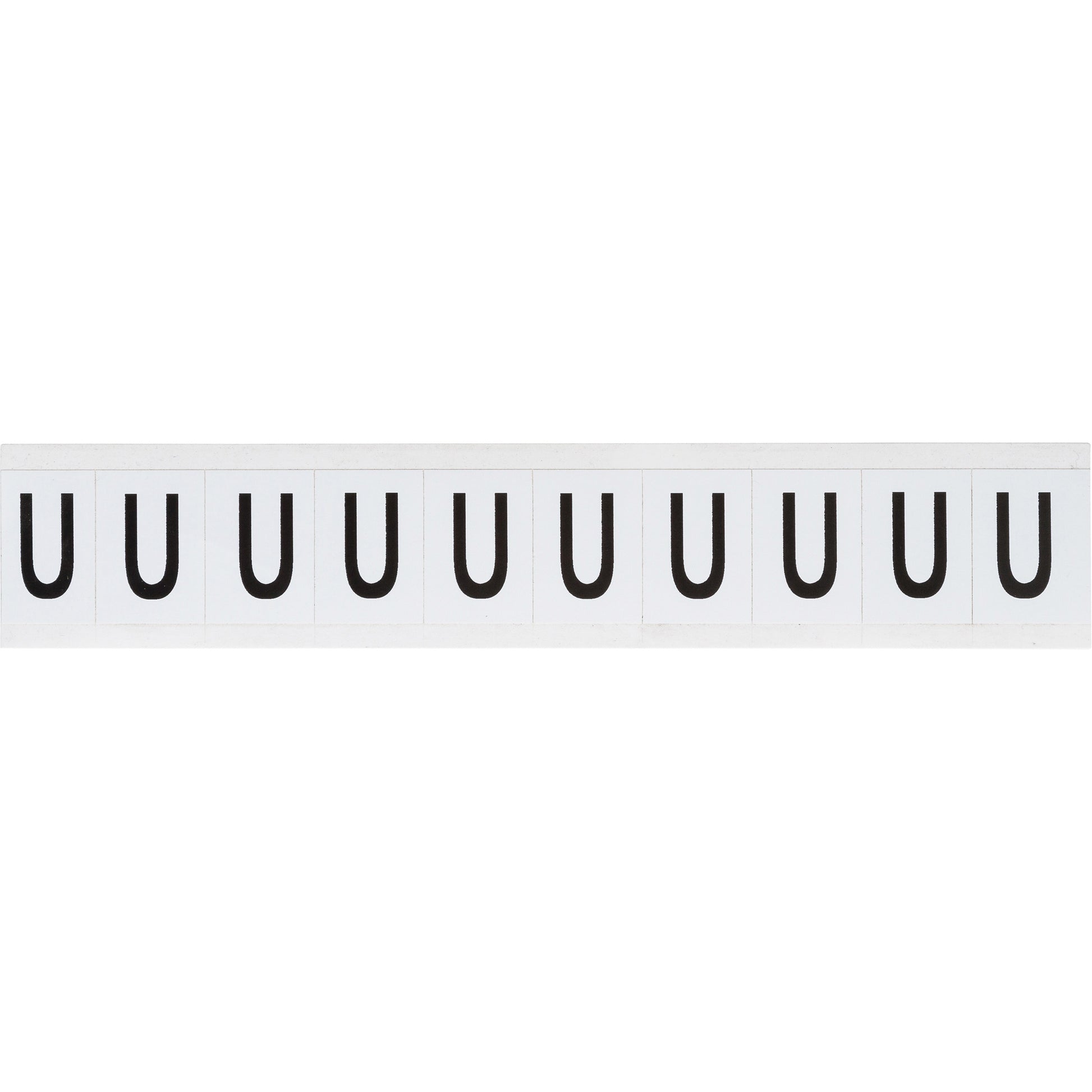 Brady Individual Number & Letter Labels, U, 1" H, Black on White