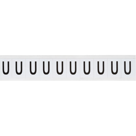 Brady Individual Number & Letter Labels, U, 1" H, Black on White