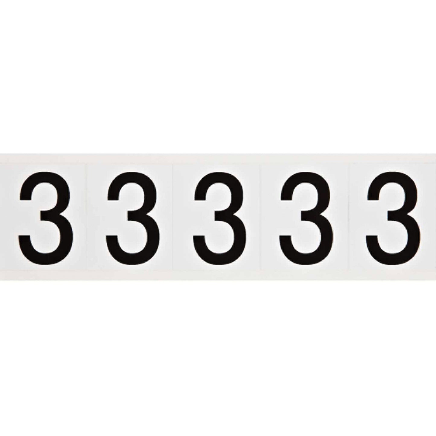 Brady Individual Number and Letter Labels, 3, 2" H, Black on White