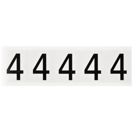 Brady Individual Number and Letter Labels, 4, 2" H, Black on White