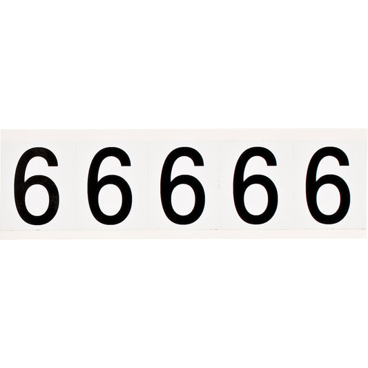 Brady Individual Number and Letter Labels, 6, 2" H, Black on White