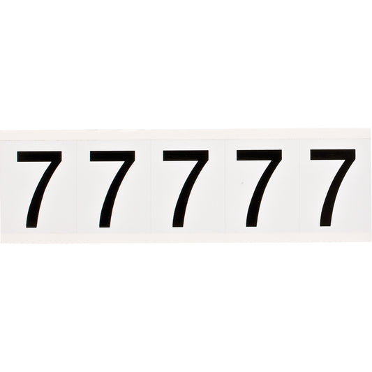 Brady Individual Number and Letter Label, 7, 2" H, Black on White