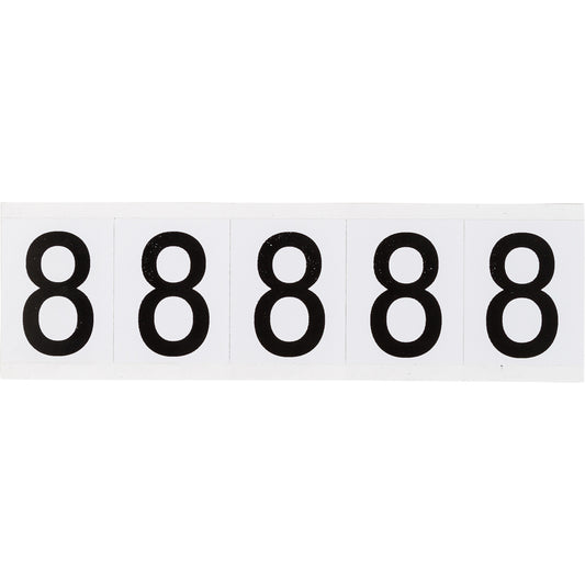 Brady Individual Number and Letter Labels, 8, 2" H, Black on White