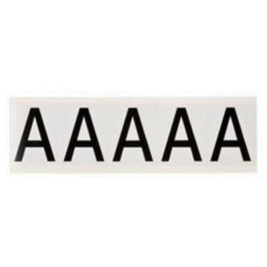 Brady Individual Number and Letter Labels, A, 2" H, Black on White