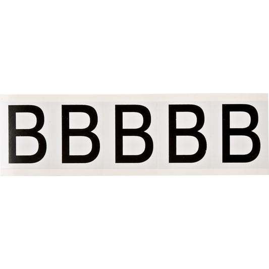 Brady Individual Number and Letter Labels, B, 2" H, Black on White