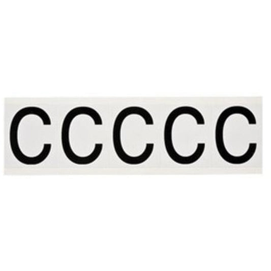 Brady Individual Number and Letter Labels, C, 2" H, Black on White