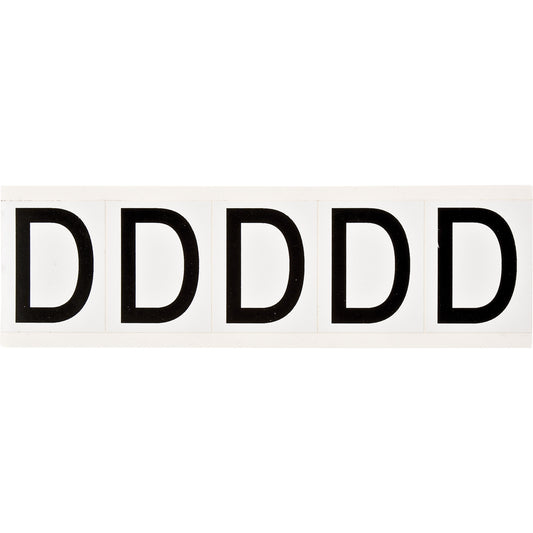 Brady Individual Number and Letter Labels, D, 2" H, Black on White