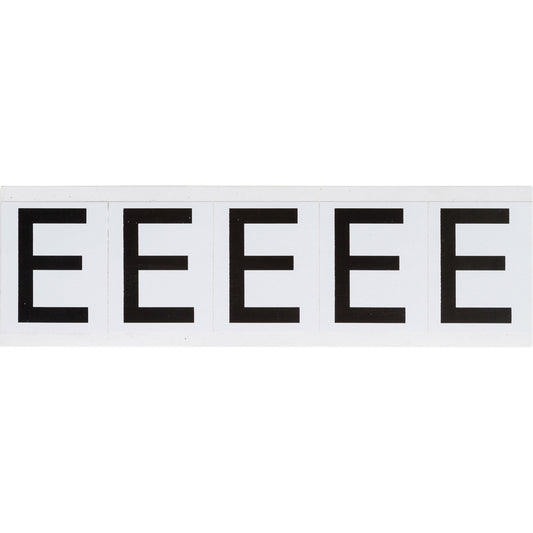 Brady Individual Number and Letter Labels, E, 2" H, Black on White