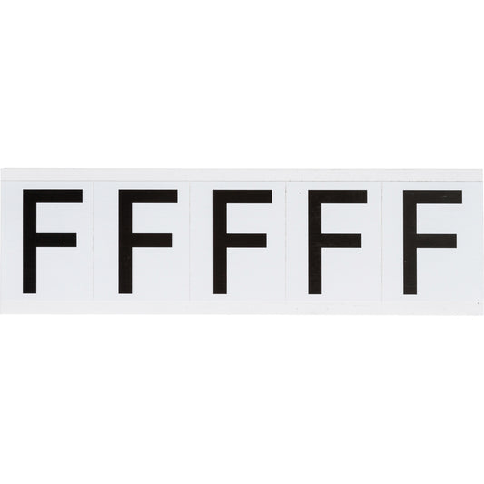 Brady Individual Number and Letter Labels, F, 2" H, Black on White