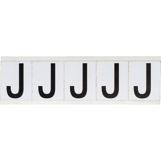 Brady Individual Number and Letter Labels, J, 2" H, Black on White