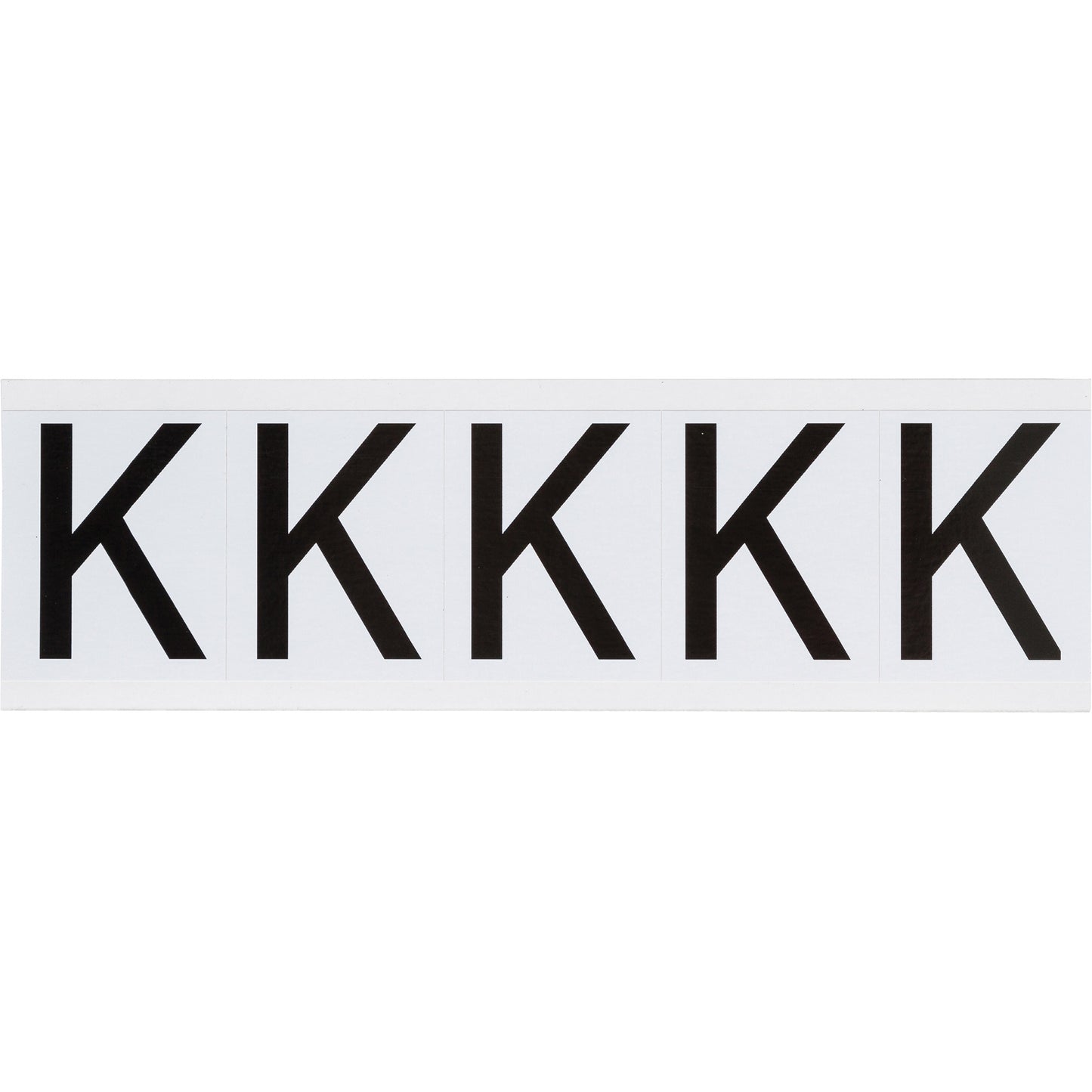 Brady Individual Number and Letter Labels, K, 2" H, Black on White