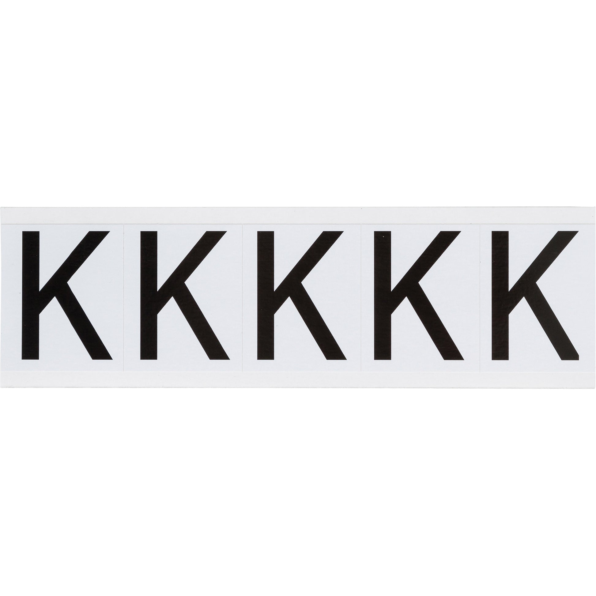 Brady Individual Number and Letter Labels, K, 2" H, Black on White