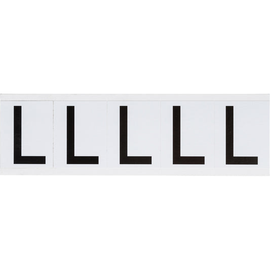 Brady Individual Number and Letter Labels, L, 2" H, Black on White