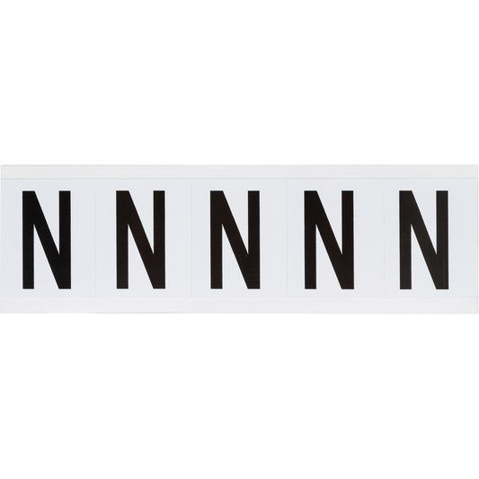 Brady Individual Number & Letter Labels, N, 2" H, Black on White