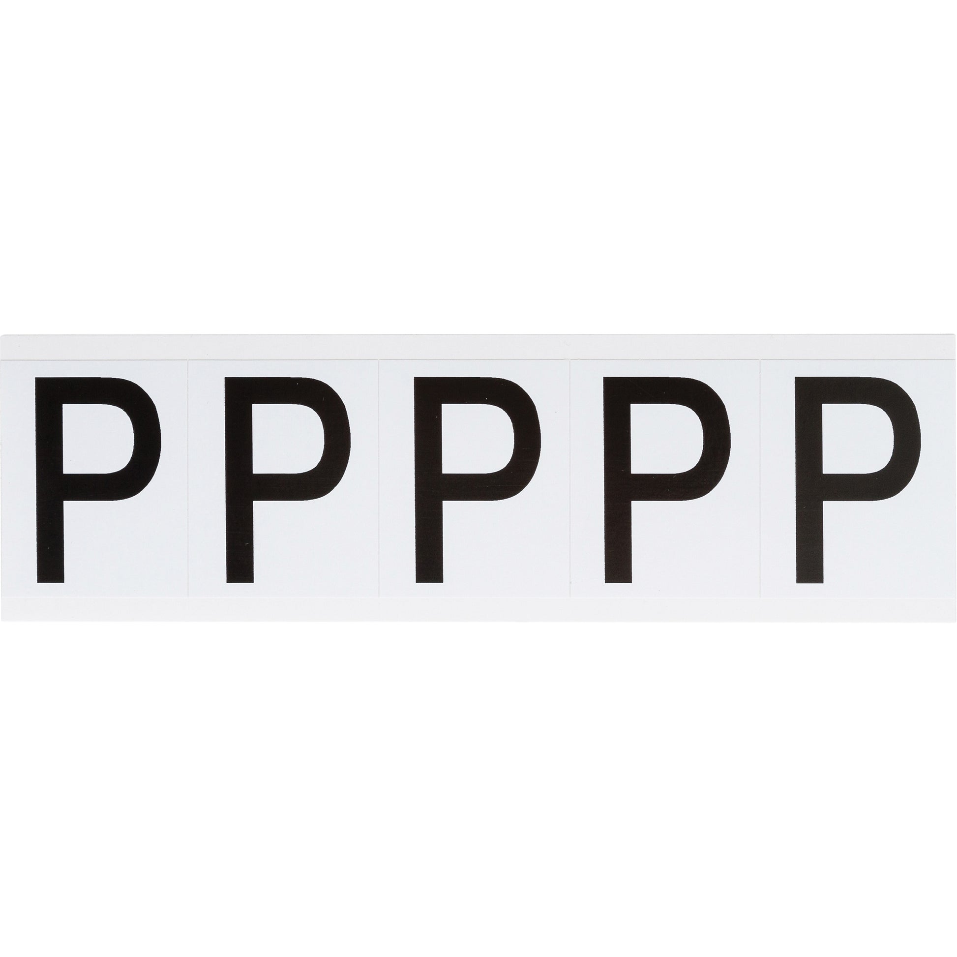 Brady Individual Number & Letter Labels, P, 2" H, Black on White