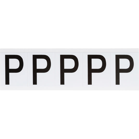 Brady Individual Number & Letter Labels, P, 2" H, Black on White