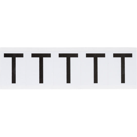 Brady Individual Number & Letter Labels, T, 2" H, Black on White