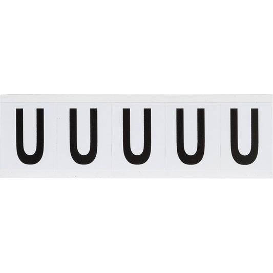 Brady Individual Number & Letter Labels, U, 2" H, Black on White