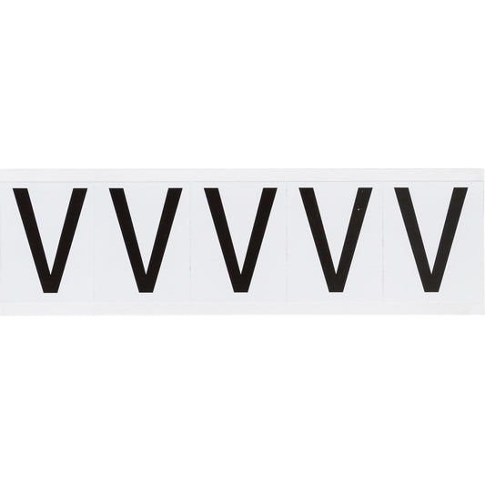 Brady Individual Number & Letter Labels, V, 2" H, Black on White