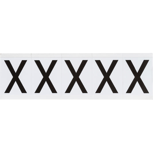 Brady Individual Number & Letter Labels, X, 2" H, Black on White