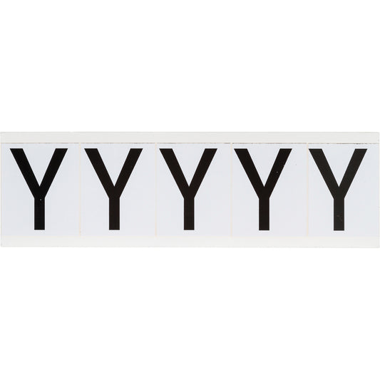 Brady Individual Number & Letter Labels, Y, 2" H, Black on White