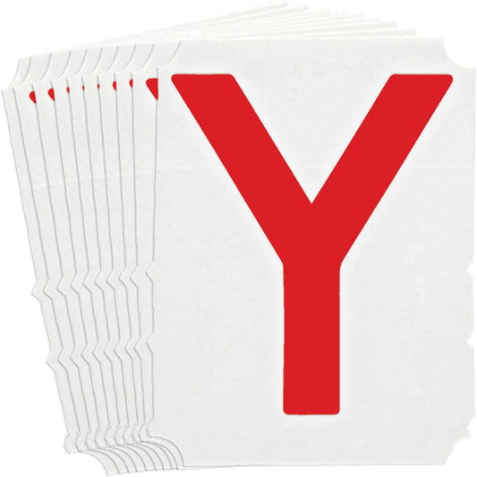 Brady Quick-Align® Individual Gothic Number & Letter Labels, Y, 4" H, Red