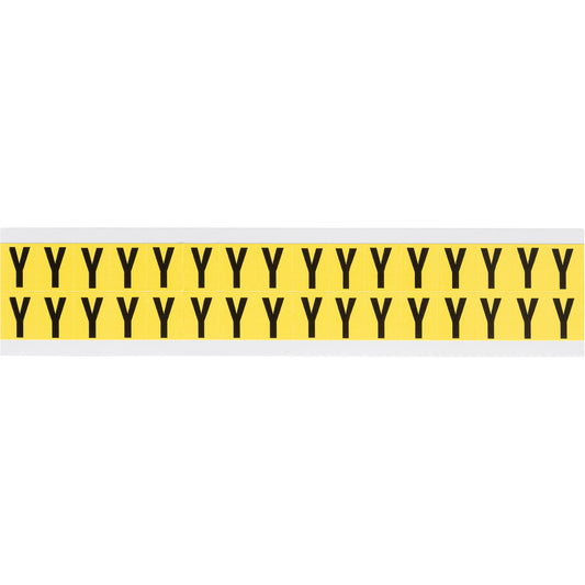 Brady Repositionable Individual Number & Letter Labels, Y, 5/8" H, Black on Yellow